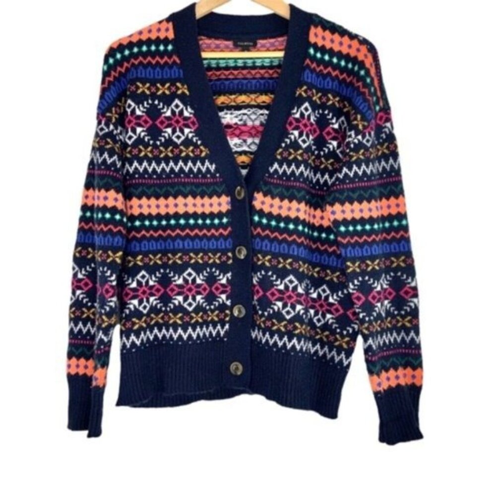 Talbots Fair Isle Button Front Cardigan - Picture 2 of 6